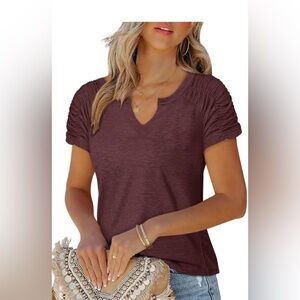NWOT Women's Mauve Ruched Sleeve Top